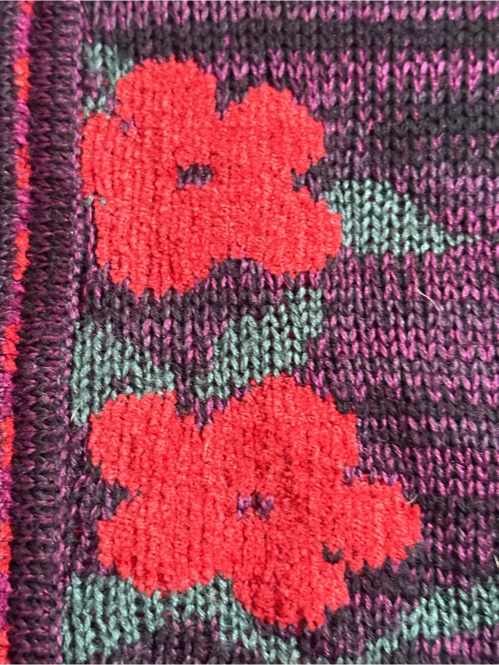 Vtg Carole Little cardigan sweater women’s L black floral knit 80/90s BoHo artsy - Picture 7 of 10